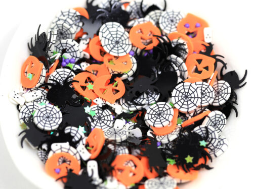 Halloween Spider Pumpkins Webs Foils Confetti for Resin Art, Nail Art