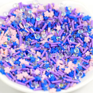 Polymer Clay Blue and Purple Hearts and Crystal Sprinkles for Resin Art, Nail Art