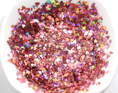 Valentines Hearts and Stars Foils Confetti for Resin Art, Nail Art