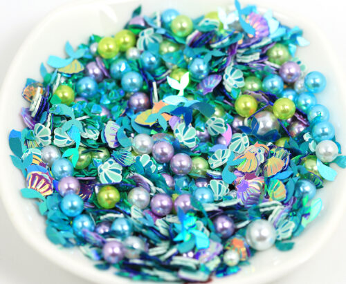 Ocean Mermaid Pearl Shells Theme Foils Confetti for Resin Art, Nail Art