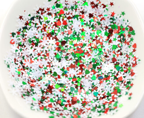 Christmas Star Heart Snow Shapes Glitters Foils Confetti for Resin Art, Nail Art